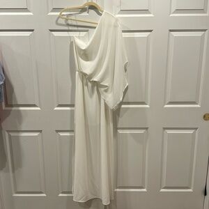 Tyche one shoulder dress in dreamy White. Sz S. NWT.